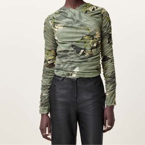 All Saints Ruched Olive Green Women's‎ Top